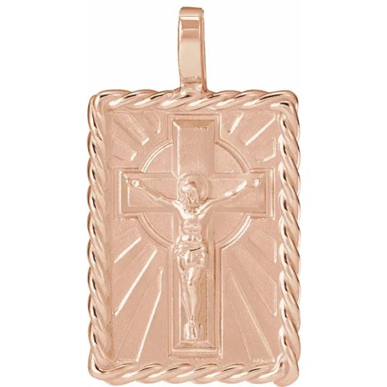 14K Rose Gold Crucifix Pendant