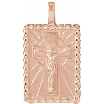 14K Rose Gold Crucifix Pendant