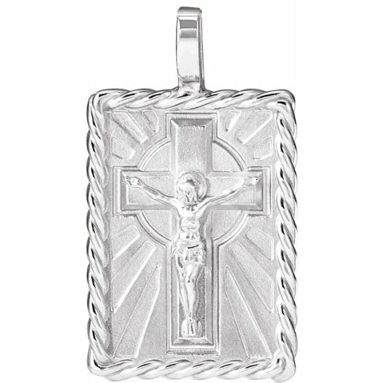 14K White Gold Crucifix Pendant