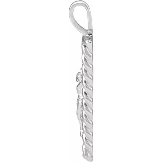 14K White Gold Crucifix Pendant