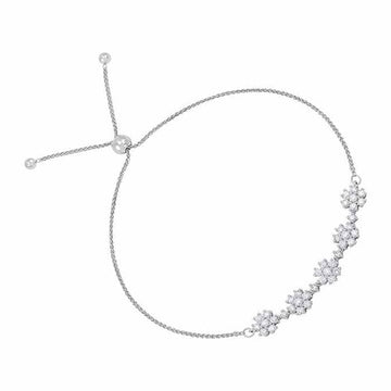 10K White Gold Diamond Rolo Chain Bracelet, Adjustable