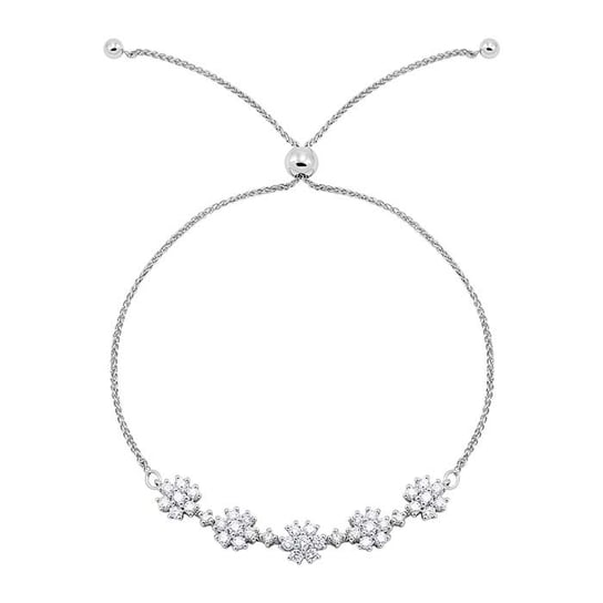 10K White Gold Diamond Rolo Chain Bracelet, Adjustable