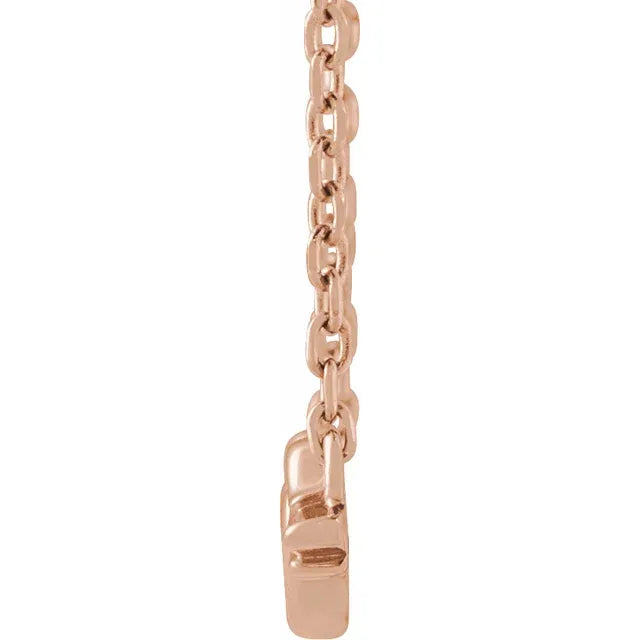 14K Rose Gold Heart with Angel Wings 18" Necklace