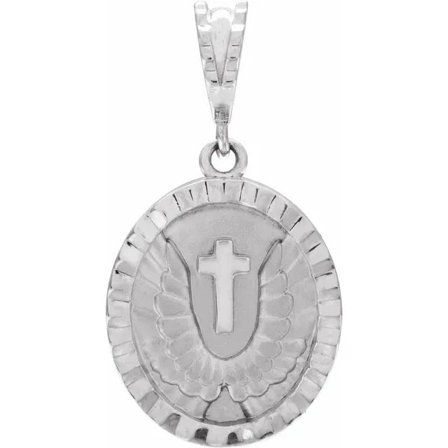 Sterling Silver Angel Wing Coin Pendant