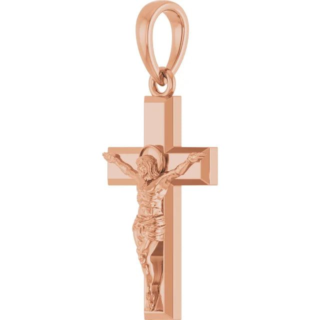 14K Rose Gold Crucifix Pendant