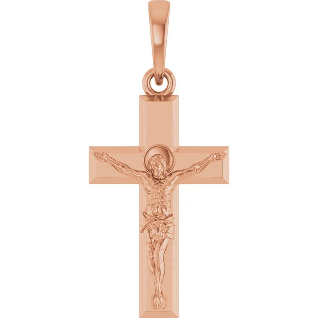 14K Rose Gold Crucifix Pendant