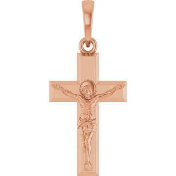 14K Rose Gold Crucifix Pendant