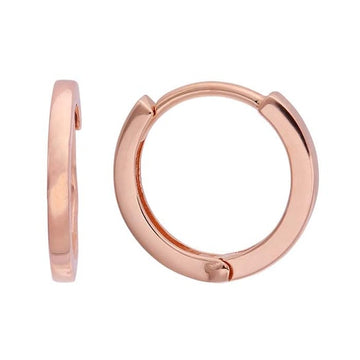 14K Rose Gold Round Huggie Hoop Earring