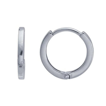 14K White Gold Round Huggie Hoop Earring