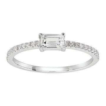 14K White Gold White Topaz- & Diamond
