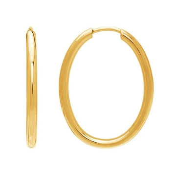 14K Yellow Gold 2 x 25mm Oval Endless Hoop Earring