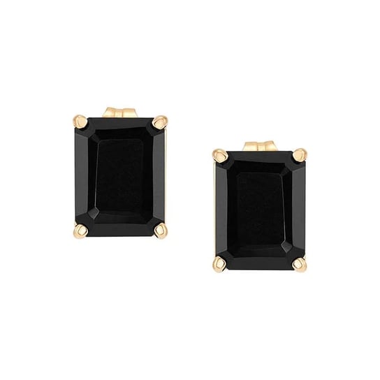 14K Yellow Gold 8 x 6mm Onyx-Set Post Earrings