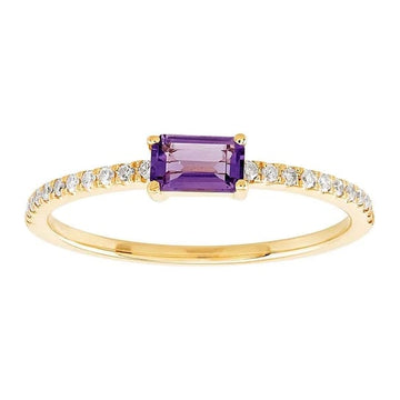 14K Yellow Gold Amethyst- & Diamond