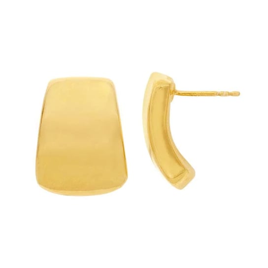 14K Yellow Gold Electroform Rectangle Post Earring