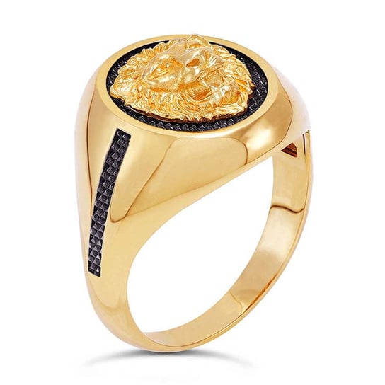 14K Yellow Gold Lion Head Signet Ring
