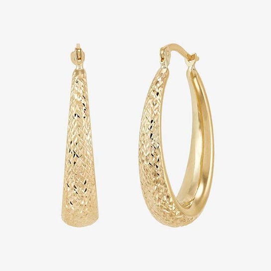 14K Yellow Gold Oval Hoop Earrings