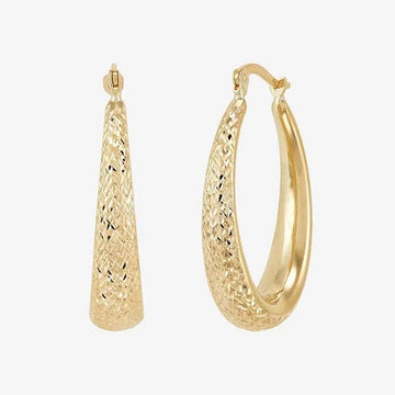 14K Yellow Gold Oval Hoop Earrings