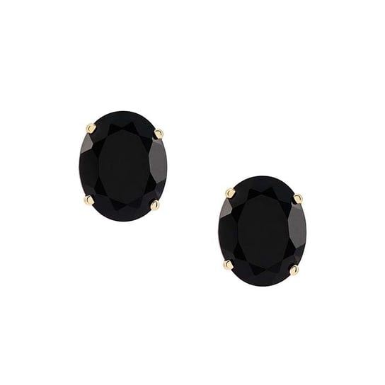 14K Yellow Gold Oval Onyx Earrings