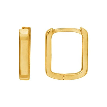 14K Yellow Gold Rectangle Huggie Hoop Earring