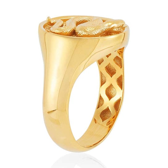 14K Yellow Gold Snake Signet Ring