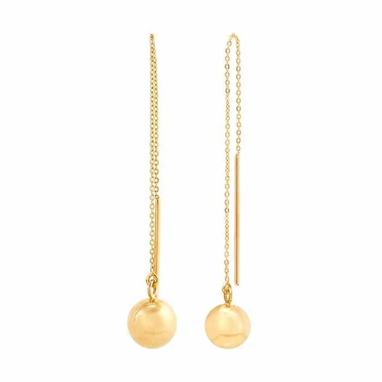 14K Yellow Gold Threader Earrings with Ball Drop