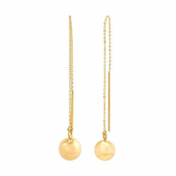 14K Yellow Gold Threader Earrings with Ball Drop