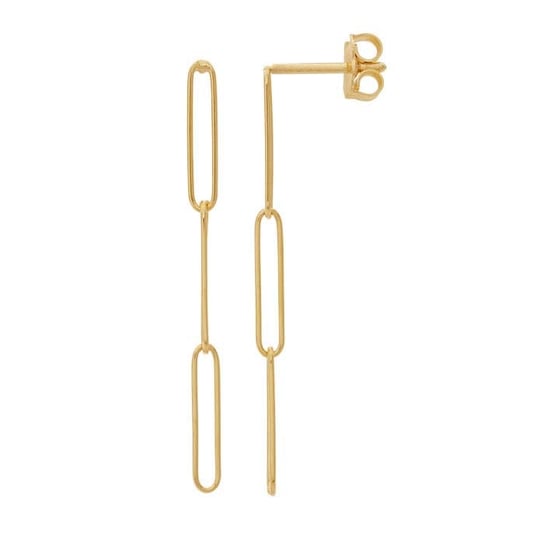 14K Yellow Gold Three-Link Paperclip Earrings
