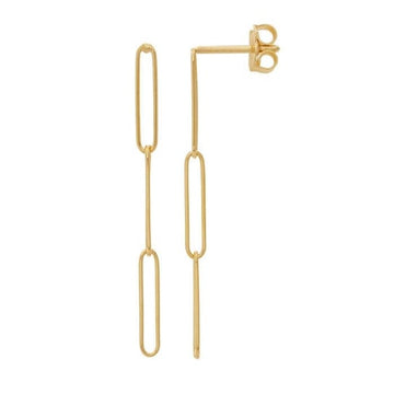 14K Yellow Gold Three-Link Paperclip Earrings