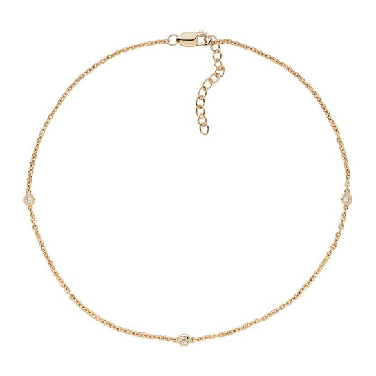 14K Yellow Gold Diamond-Set Cable Chain Anklet