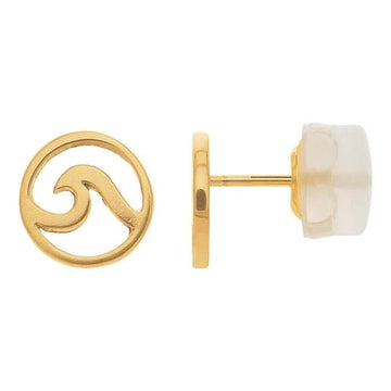 14k Yellow Gold Wave Post Earrings