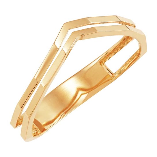 14k yellow gold double chevron ring
