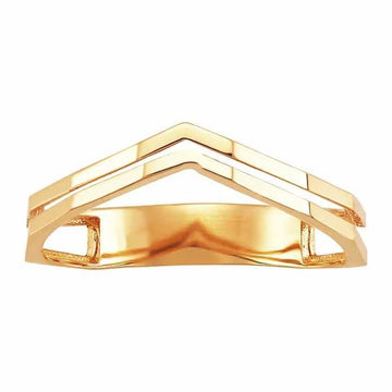 14k yellow gold double chevron ring