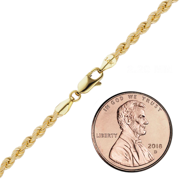 Handmade Semi-Solid Rope Bracelet in 14K Yellow Gold (2.20 mm - 4.20 mm)