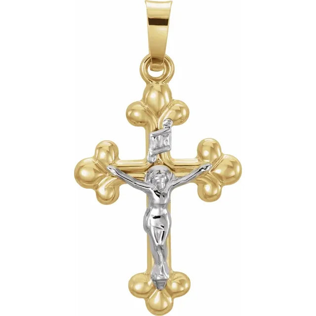 14K Yellow/White Gold Crucifix Pendant