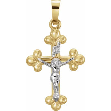 14K Yellow/White Gold Crucifix Pendant