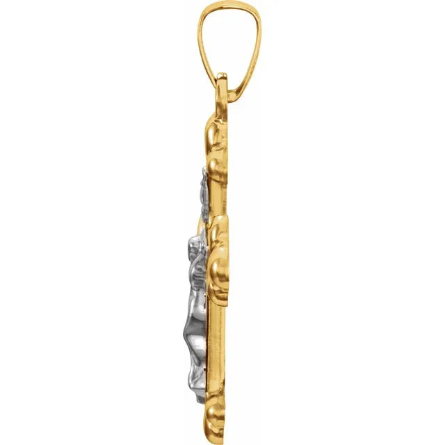 14K Yellow/White Gold Crucifix Pendant