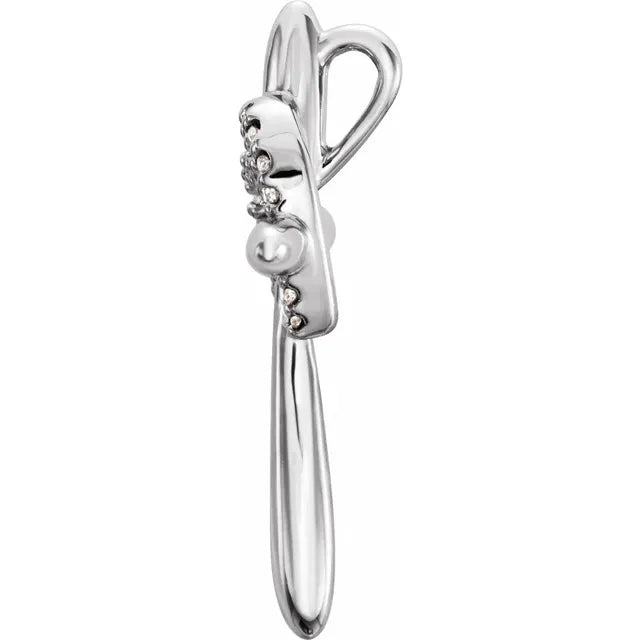 14K White Gold .04 CTW Natural Diamond Heart & Cross Pendant