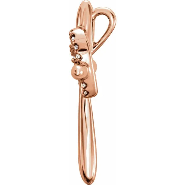 14k Rose Gold 04 CTW Natural Diamond Heart & Cross Pendant