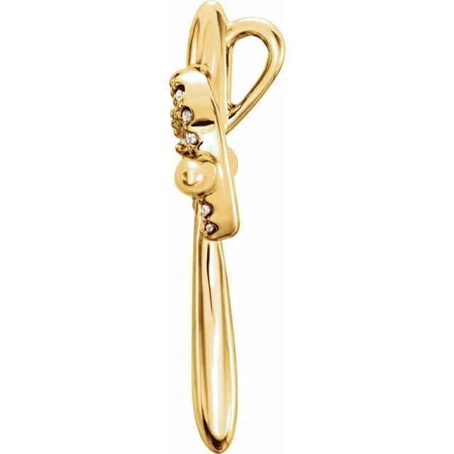 14k Yellow Gold 04 CTW Natural Diamond Heart & Cross Pendant