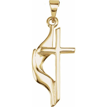 10K Yellow Gold Methodist Cross Pendant