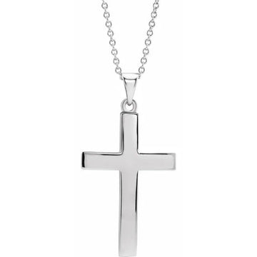 14K White Gold Cross 18" Necklace