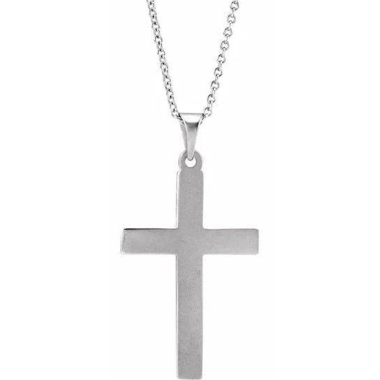14K White Gold Cross 18" Necklace