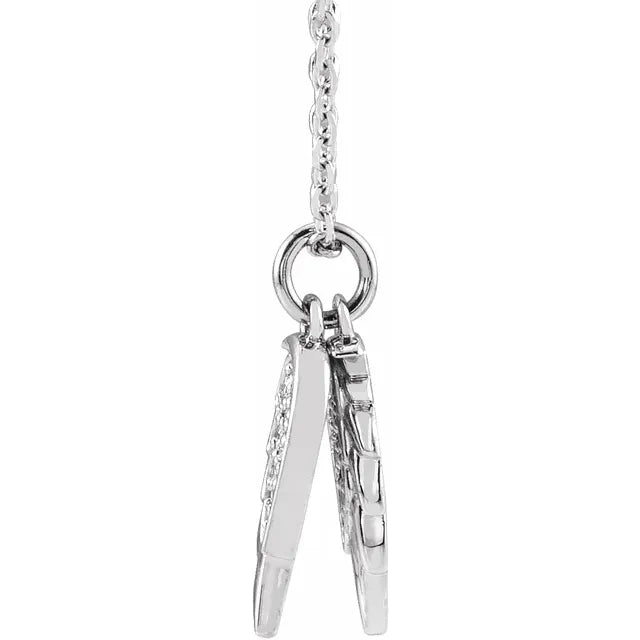 Sterling Silver.03 CTW Natural Diamond Angel Wings 16-18" Necklace