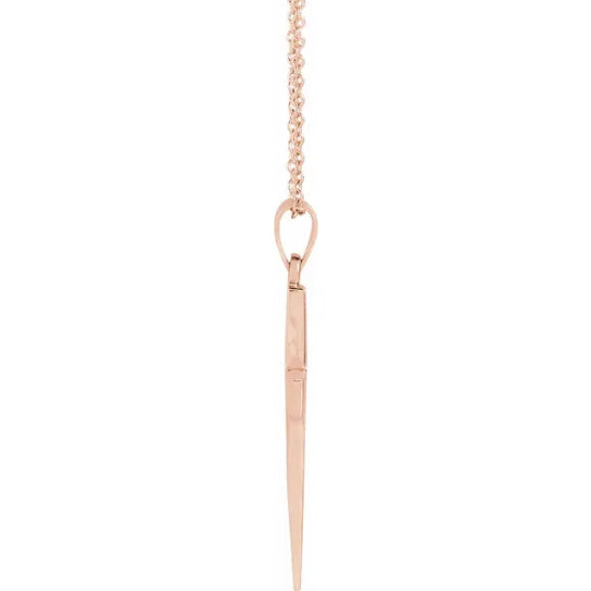 14K Rose Gold Cross 18" Necklace