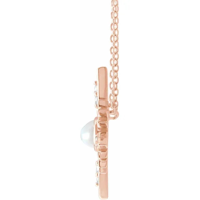 14K Rose Gold Natural Ethiopian Opal & .08 CTW Natural Diamond 16-18" Necklace