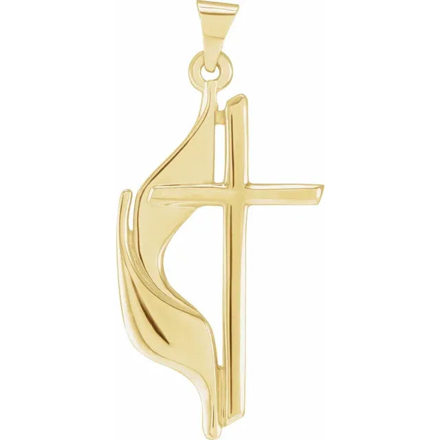 10K Yellow Gold Methodist Cross Pendant