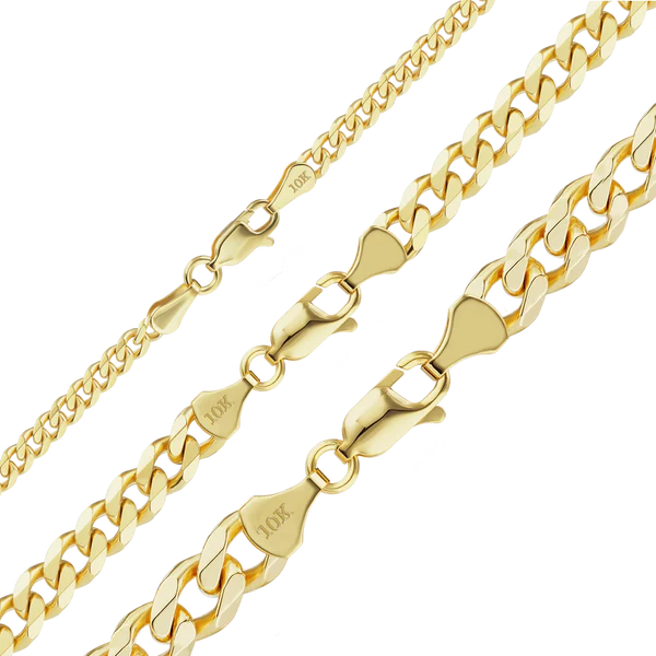 Curb Bracelet in 10K Yellow Gold (Cuban) (3.40 mm - 9.00 mm)