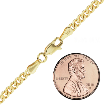 Curb Bracelet in 10K Yellow Gold (Cuban) (3.40 mm - 9.00 mm)