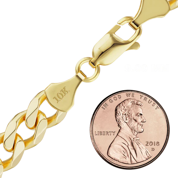 Curb Bracelet in 10K Yellow Gold (Cuban) (3.40 mm - 9.00 mm)
