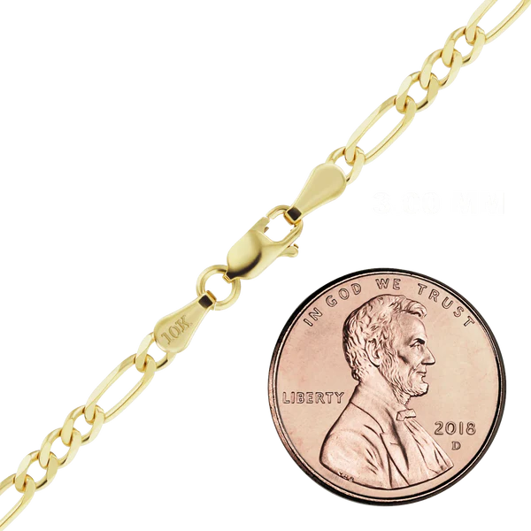 Classic Figaro Bracelet in 10K Yellow Gold (1.50 mm - 3.00 mm)